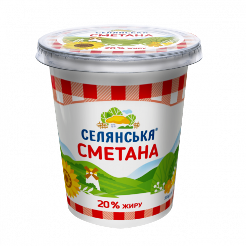 Сметана СЕЛЯНСЬКА 20%, 300г, стакан пластиковий